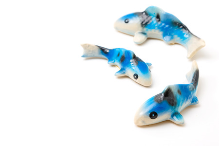 Ceramic of Koi fish sculptors. Use to decorate on the wall.の写真素材