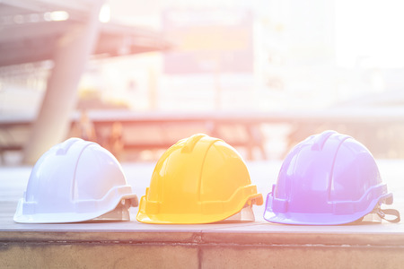 multicolor safety, construction protection helmetの写真素材