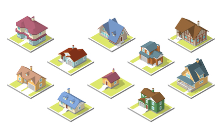 3D isometric image of a private house, villageのイラスト素材