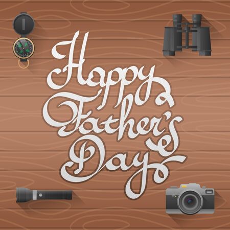 Happy father day Lettering vector illustration. Typographical Backgroundのイラスト素材