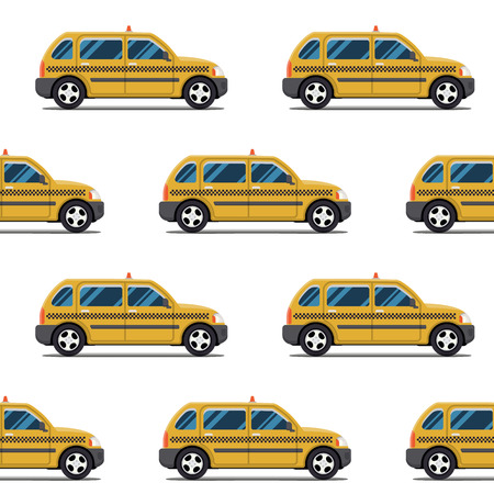 seamless pattern of yellow taxis. Vector illustrationのイラスト素材