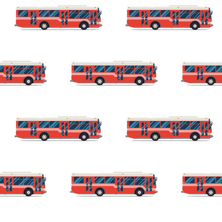seamless pattern of red buses. Vector illustrationのイラスト素材
