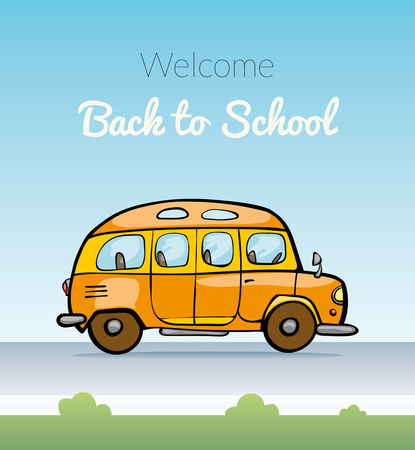 Back to School on schoolbus. illustrationのイラスト素材