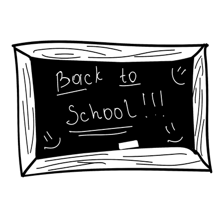 Black board, back to school, vector illustration, black and white hand drawの写真素材