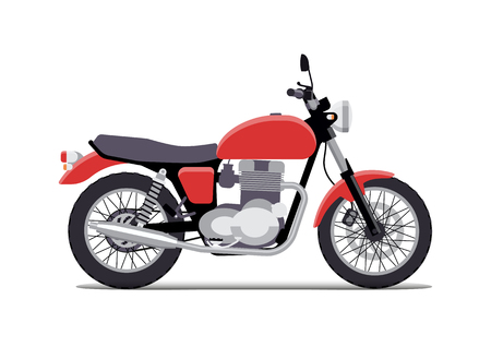 red classic motorcycle design flat style. Isolated on white backgroundの写真素材