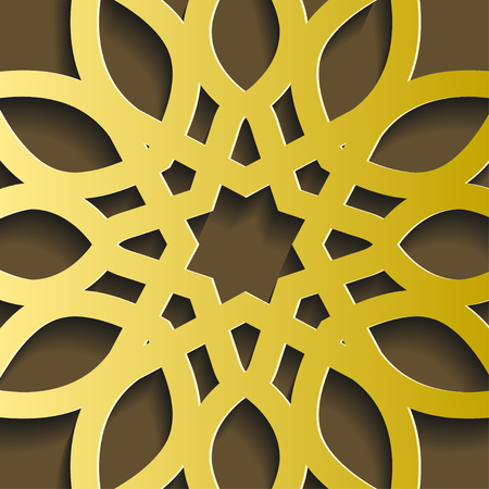 Traditional east geometric decorative pattern gold style. Arabic pattern background. Islamic ornament vector.のイラスト素材