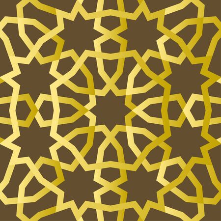 Traditional east geometric decorative pattern gold style. Arabic pattern background. Islamic ornament vector.のイラスト素材