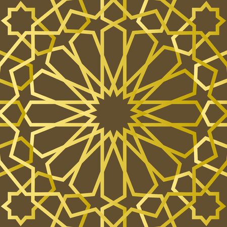 Traditional east geometric decorative pattern gold style. Arabic pattern background. Islamic ornament vector.のイラスト素材