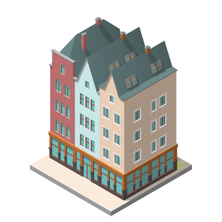 The old residential building in European style with an attic floorのイラスト素材