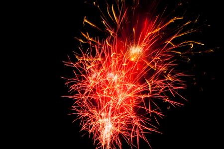 Celebration Happy New Year fireworks with black sky backgroundの写真素材