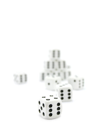 gambling dices on white backgroundの写真素材