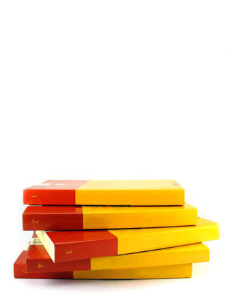 pile of books isolated on whiteの写真素材