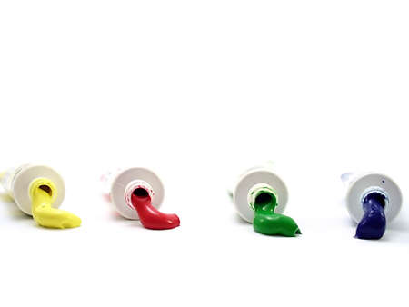 paint coming out of tempera tubesの写真素材