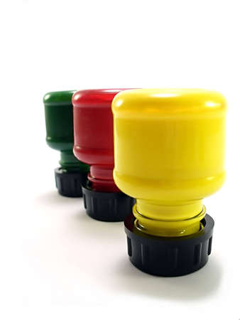 upsidedown bottles of colorの写真素材