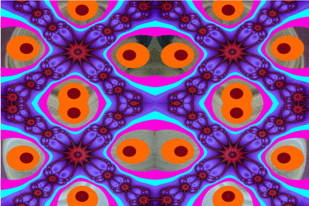 A collage with an abstract motif that uses the distortion of the color and shape of the layer for a better effect of imagination.の写真素材