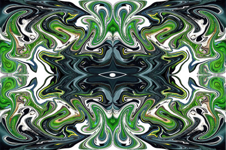 Abstraction and collage in one using the distortion of the color and shape of the layer and placing a fictitious eye to increase imagination.の写真素材