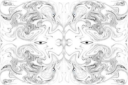 Abstraction using the distortion of the color and shape of the layer with its repetition and fictional eyes.の写真素材