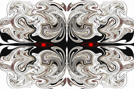 An abstract collage using color and shape distortion of a layer along with repetition and fictional eyes.の写真素材