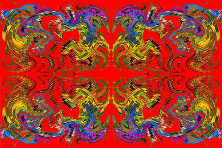 Collage in abstraction using the distortion of the color and shape of the layer with its repetition for a better effect of imagination.の写真素材