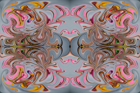 Collage in abstraction using color and shape distortion of a layer along with repetition.の写真素材