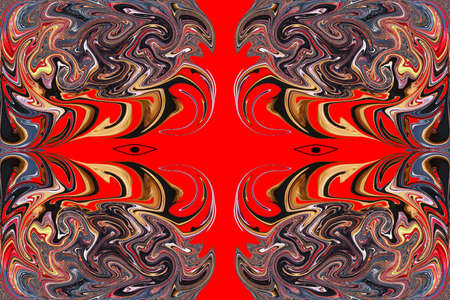 Collage in abstraction using distortion of color and shape of the layer along with repetition and addition of fictional eyes.の写真素材