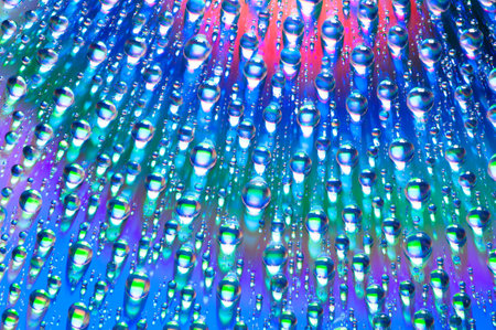 Water drops on multicolor backgroundの写真素材
