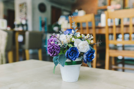 Fake flower on tableの写真素材