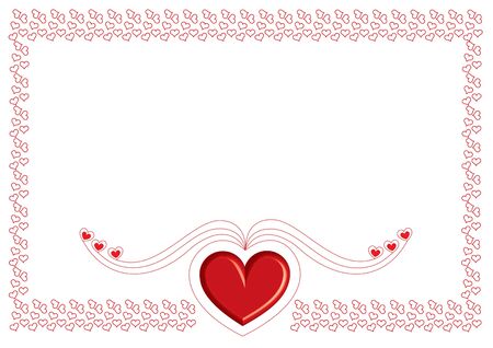 valentine card with small red heart on white の写真素材