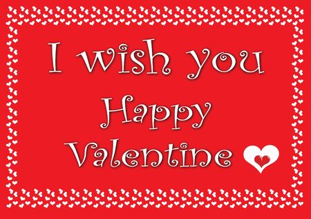 valentine card with small white heart on red with textの写真素材