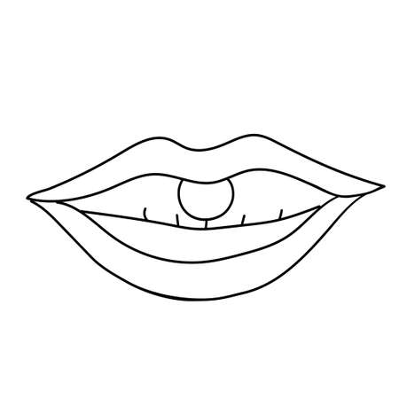 Black line Piercing lineart isolated on white background. vectorのイラスト素材