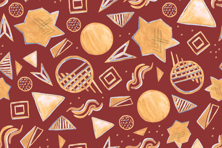 Seamless pattern with abstract shapes. Hand drawn simple shapes. modern trendy background. Art...
