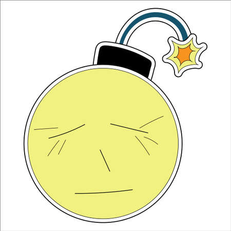 Vector bomb with expression of emotion on phase.. Emoticons, emoji, character, . vector illustration.のイラスト素材