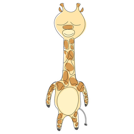 Vector illustration of cute baby giraffe in doodle style. Design element for kids textile pattern cards room wall printsのイラスト素材