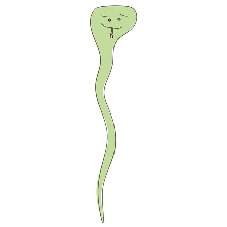 snake cartoon character cute isolated on white background, green pastel colorのイラスト素材