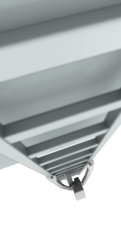 3d man climbing ladder to reach the top 3d illustrationの写真素材