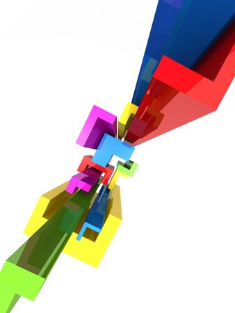 Colourful abstract L shape block composition background 3d illustrationの写真素材