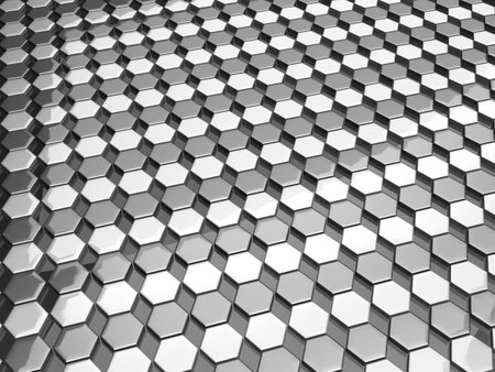 Hexgon pattern silver background 3d illustrationの写真素材