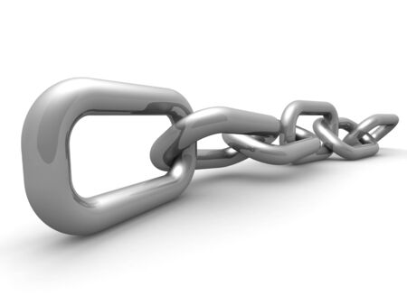 Silver chains connecting and linking concept 3d illustrationの写真素材