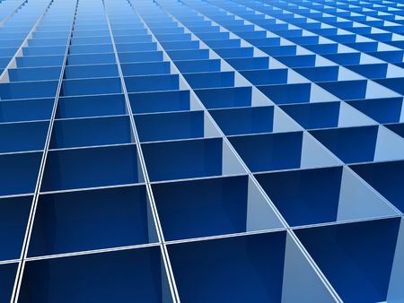 Blue square line pattern background 3d illustrationの写真素材