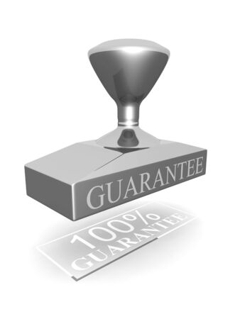 100 percent guarantee silver seal 3d illustrationの写真素材