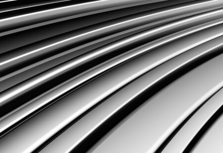 Curve shape silver aluminium stripe background 3d illustrationの写真素材