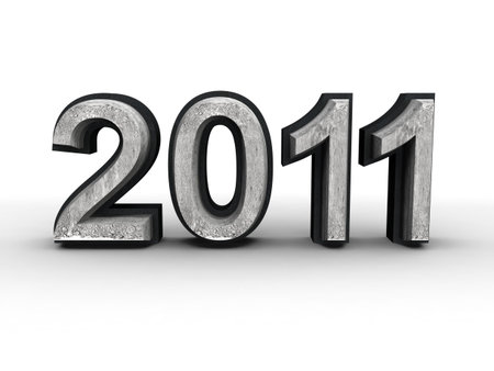Year 2011 textured isolated 3d illustration