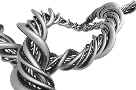 Aluminum abstract silver string artwork background 3d illustrationの写真素材