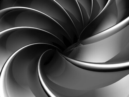 Abstract fan shape aluminum background 3d illustrationの写真素材