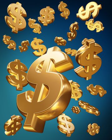 Golden usd dollars falling money concept 3d illustrationの写真素材