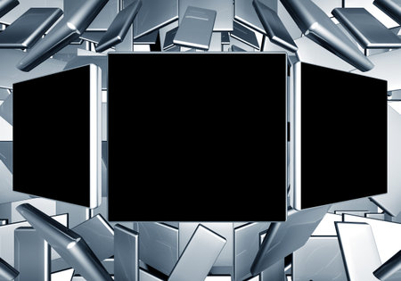 Photo frame with contemporary technology background 3d illustration