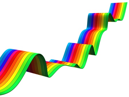 Floating wave shape colorful stripe abstract background 3d illustrationの写真素材