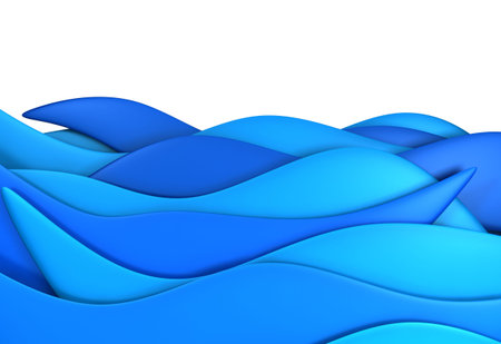 Blue ocean wave isolated background 3d illustration