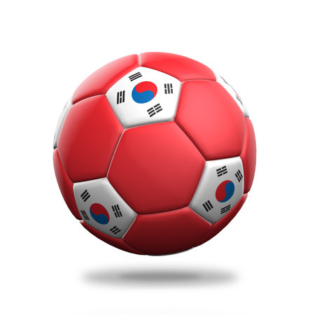 South Korea soccer ball isolated white backgroundの写真素材