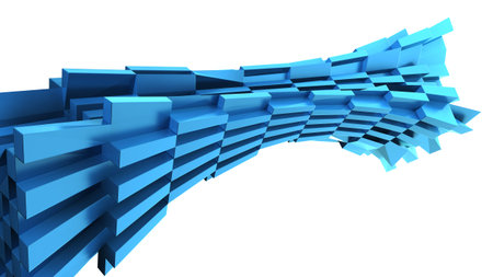 Abstract blue dynamic brick isolated design element 3d illustrationの写真素材